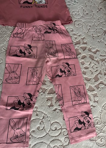 5 Yaş Beden Kız Çocuk Pembe Baskılı Kısa Kollu Pijama