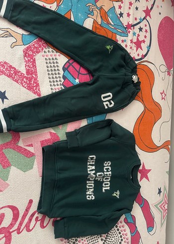 5 Yaş Beden Çocuk Yeşil Baskılı Sweatshirt