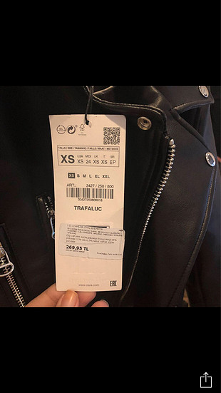 xs Beden siyah Renk Zara etiketli deri ceket 