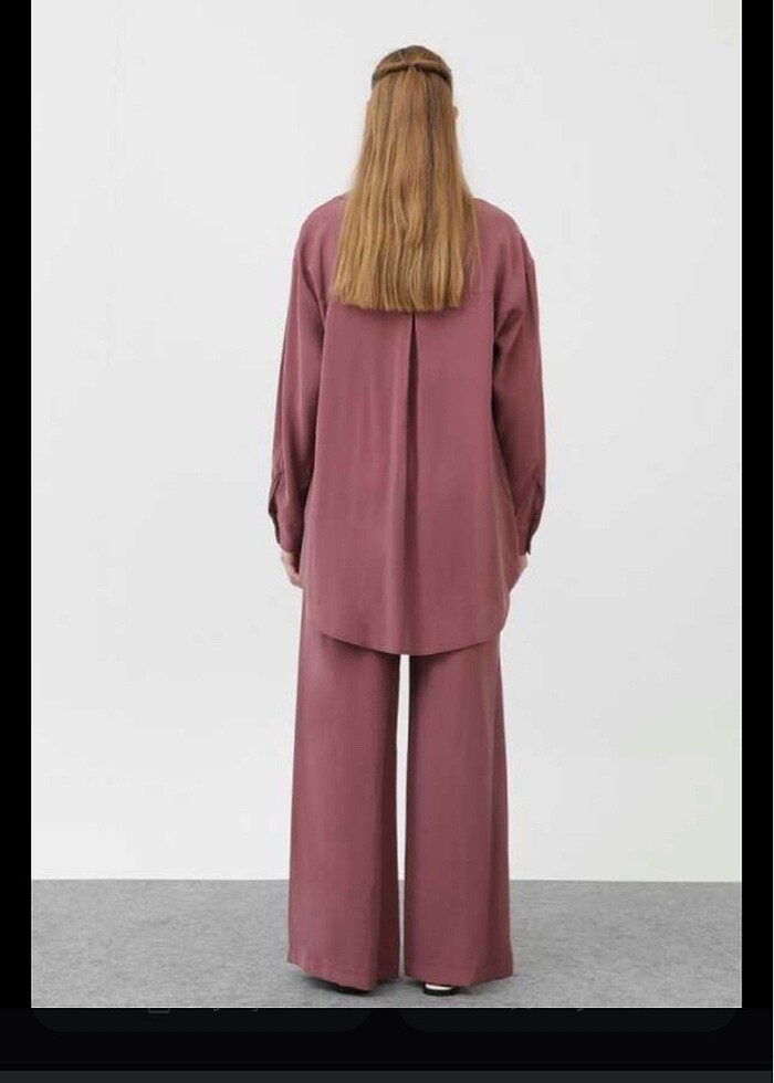 Gömlekli ikili takım  gül kurusu rengi - Görsel 3