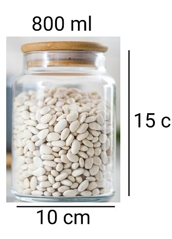  Beden beyaz Renk 6 ADT 800ML BAMBU KAPAKLI CAM KAVANOZ SAKLAMA KABI 