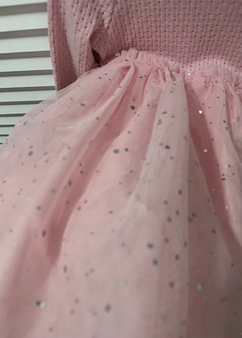 LC Waikiki Uzun Kollu Pembe Kız Çocuk Elbise