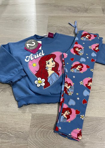 Kız Çocuk Ariel Baskılı Mavi Eşofman Takımı