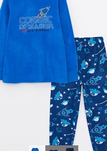 Erkek Çocuk Uzun Kollu Mavi Pijama Takımı