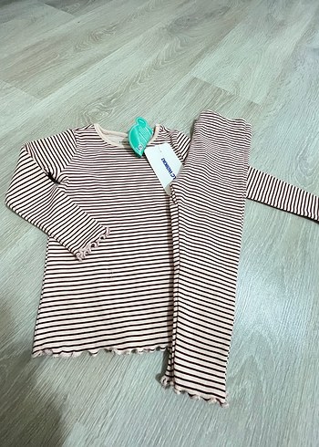 Uzun Kollu Zebra Desenli Bebek Kız Takımı