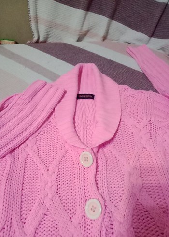 38 Beden pembe Renk Düğmeli Pembe Triko Kadın Hırka