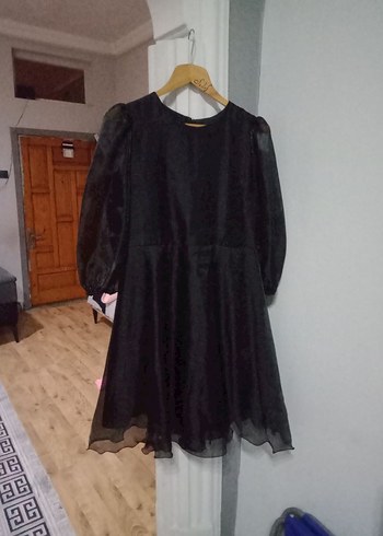 Drapeli Siyah Midi Goth Elbise