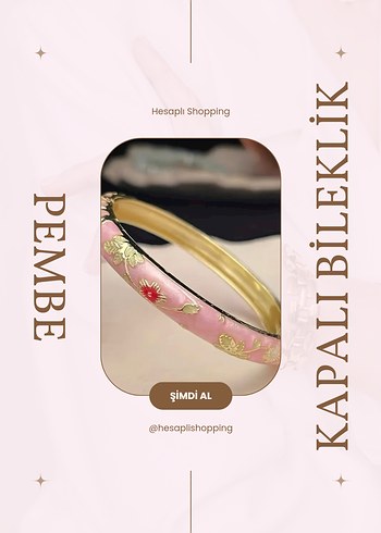 Pembe Çiçekli Kapalı Kadın Bileklik