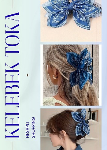 Mavi Denim Fiyonk Saç Tokası