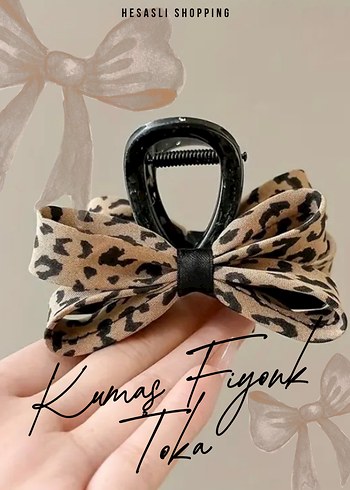 Kahverengi Leopar Desenli Kumaş Fiyonk Toka