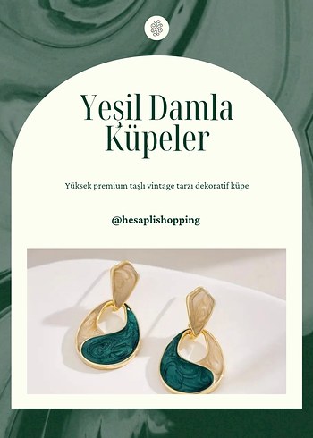 Yeşil Damla Midi Küpeler