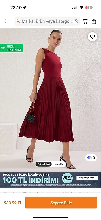 Bordo elbise