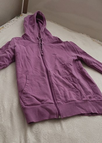 m Beden Mor Kapüşonlu Fermuarlı Kadın Sweatshirt