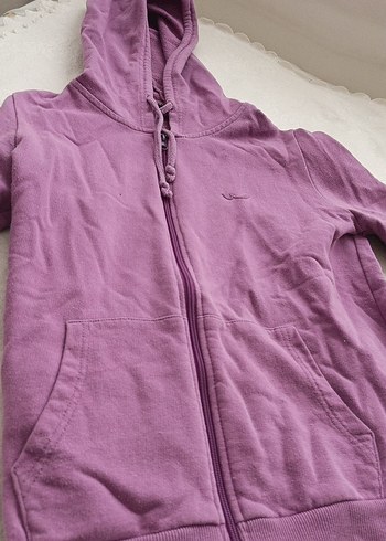 m Beden mor Renk Mor Kapüşonlu Fermuarlı Kadın Sweatshirt