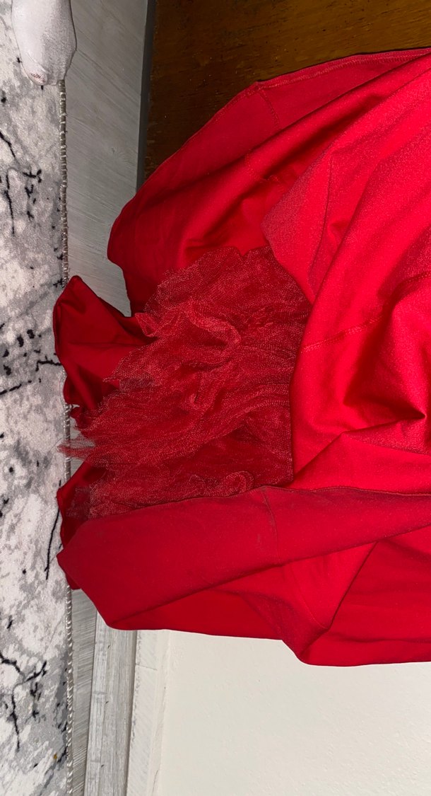 Kırmızı İşlemeli Balık Model Uzun Abiye Elbise - Görsel 2