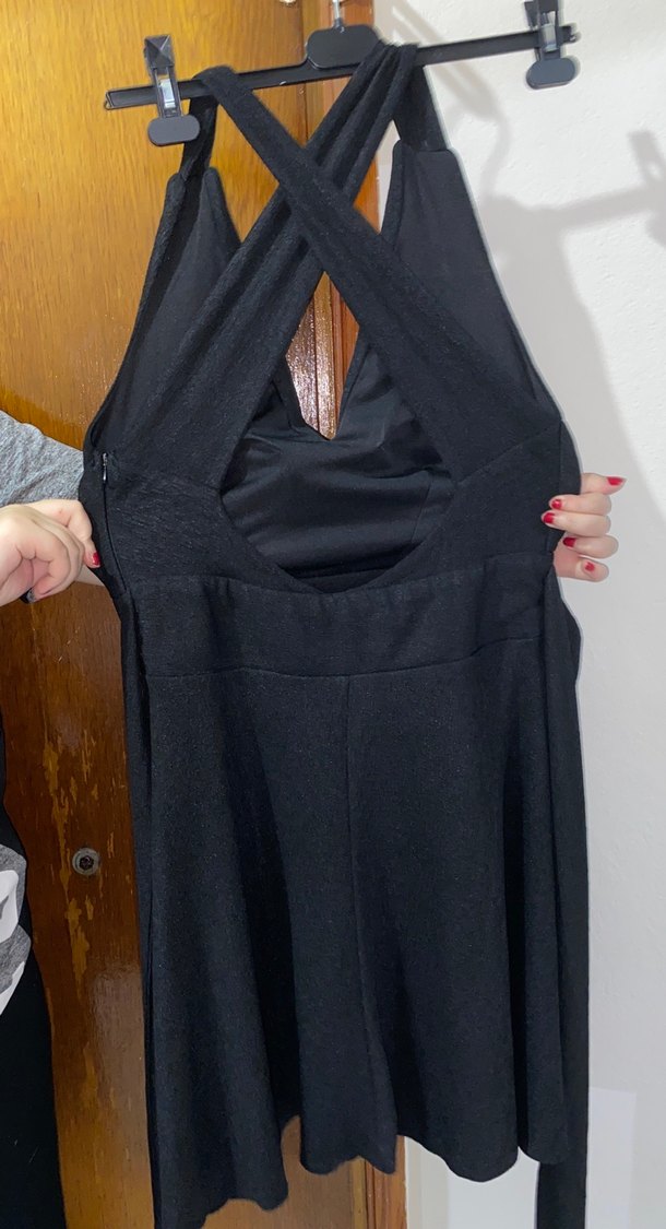 Siyah Drapeli Uzun V Yaka Abiye Elbise - Görsel 3