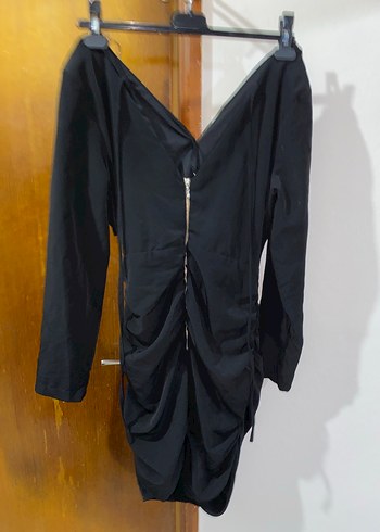 Siyah V Yaka Kadın Elbise - Görsel 2