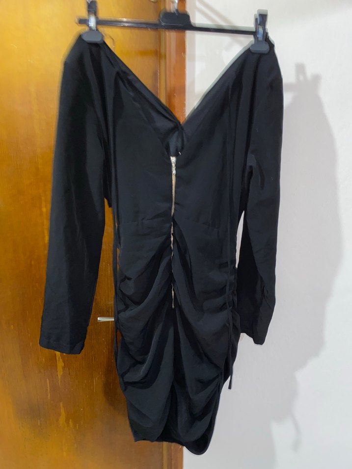 Siyah V Yaka Kadın Elbise - Görsel 2