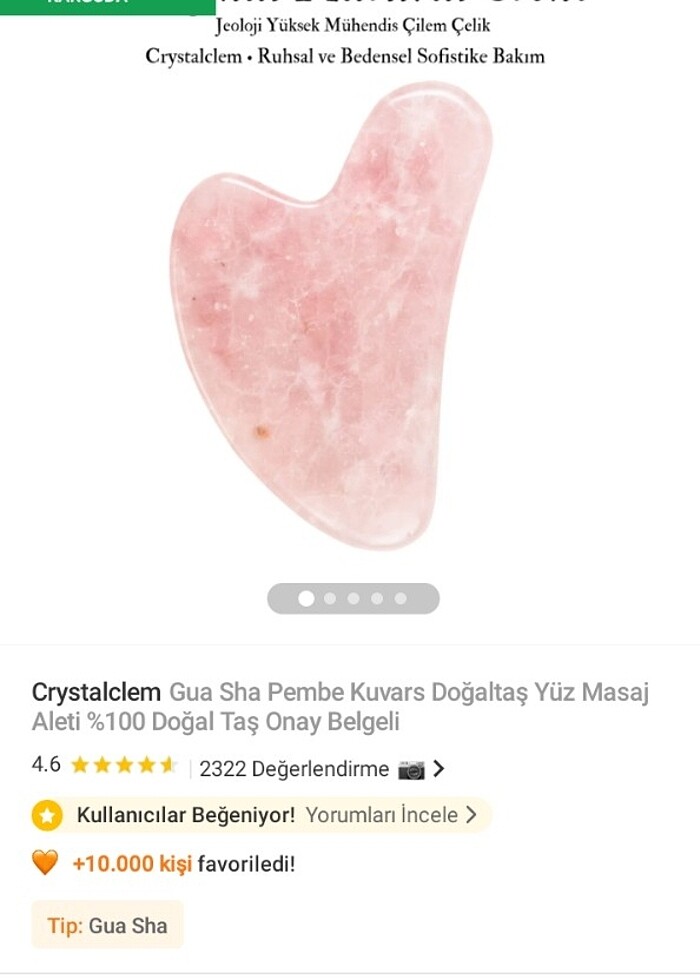 GUA SHA PEMBE KUVARS ORİJİNAL SERTİFİKALI - Görsel 3