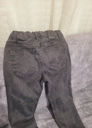 9 Yaş Beden Gri erkek çocuk füme renk kot Pantolon, Kemerli 8/9 yaş