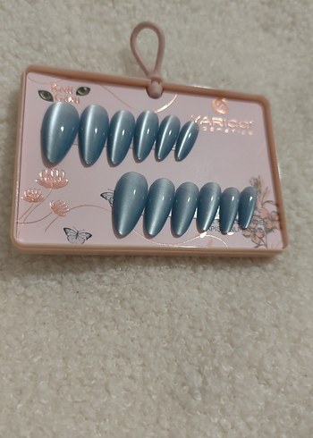 Mavi Gri Parlak Takma Tırnak Seti - Görsel 2