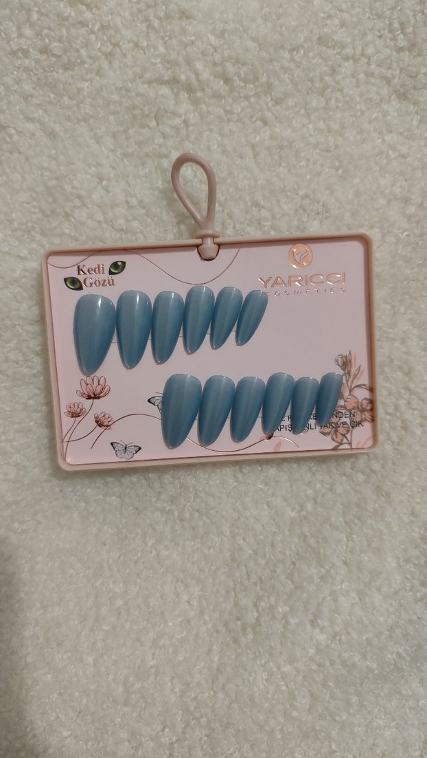 Mavi Gri Parlak Takma Tırnak Seti - Görsel 4