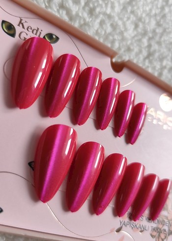 Parlak Pembe Yapışkanlı Takma Tırnak Seti - Görsel 3