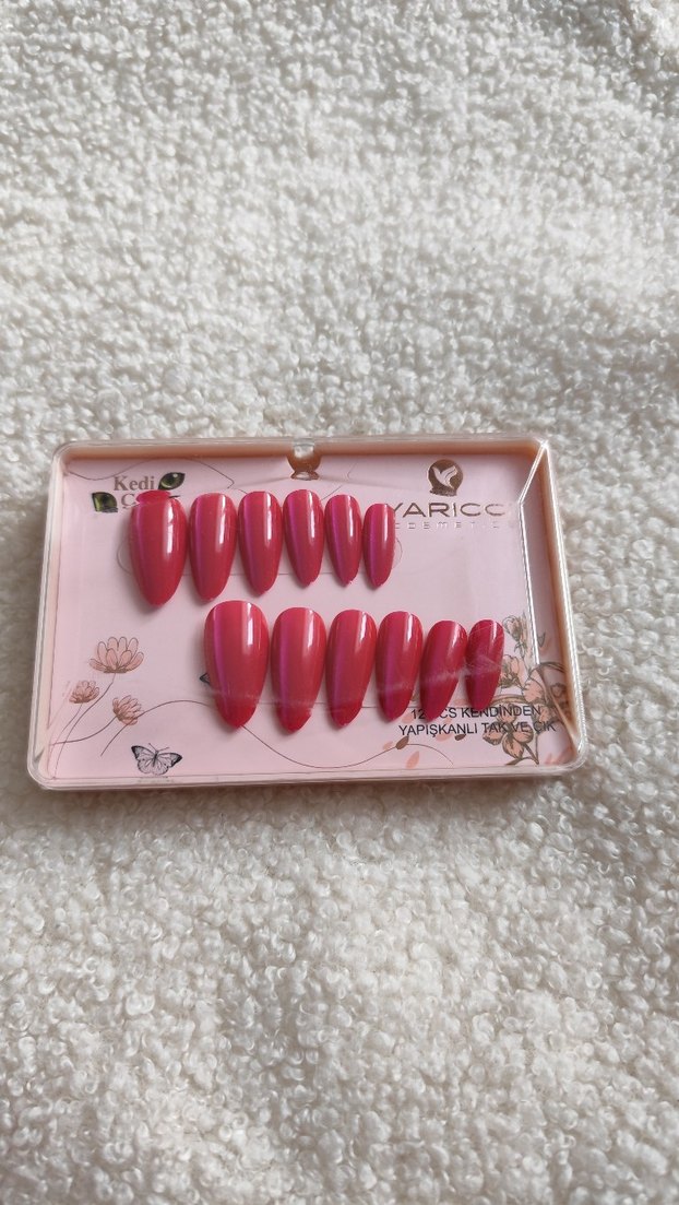 Parlak Pembe Yapışkanlı Takma Tırnak Seti - Görsel 4