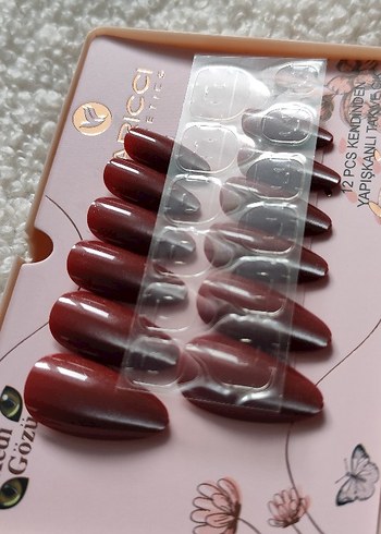 Bordo Kendinden Yapışkanlı Tırnak Süsleri - Görsel 3