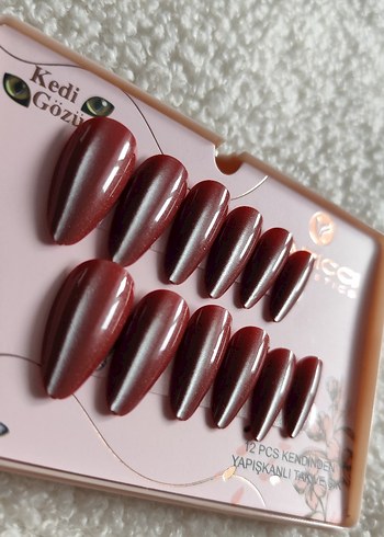Bordo Kendinden Yapışkanlı Tırnak Süsleri - Görsel 2