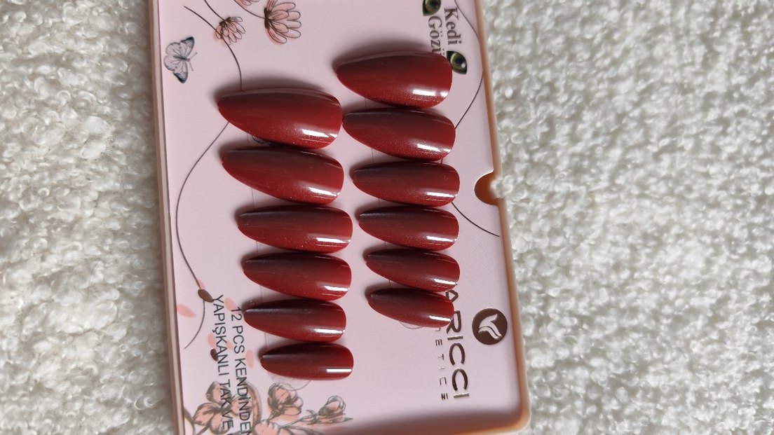 Bordo Kendinden Yapışkanlı Tırnak Süsleri - Görsel 4