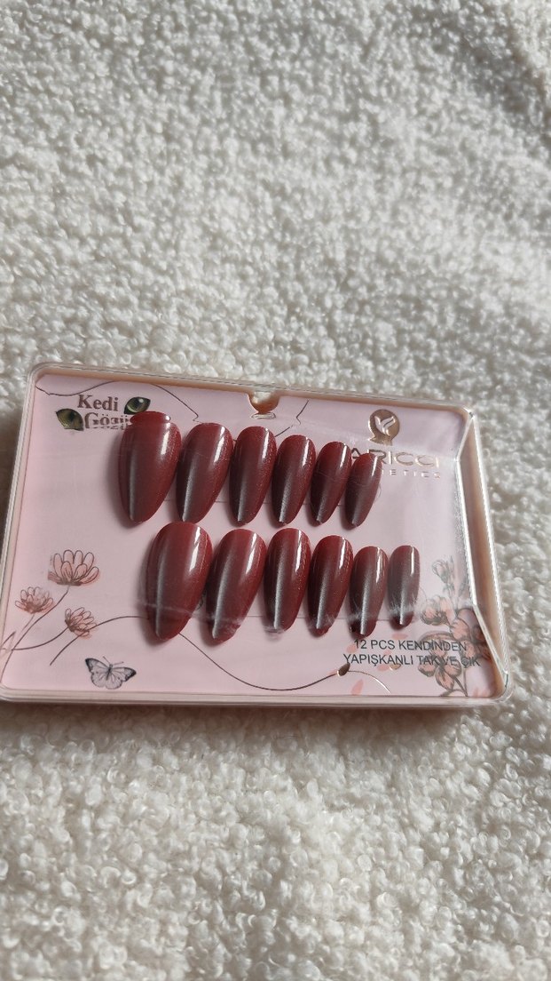 Bordo Kendinden Yapışkanlı Tırnak Süsleri - Görsel 5