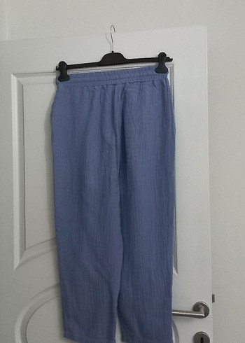 m Beden mavi Renk Kadın Mavi müslin kumaş Geniş Paça Pantolon
