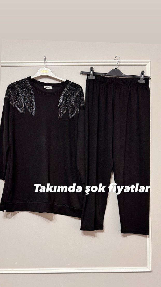 Siyah Kadın Salaş Eşofman Takımı - Görsel 2