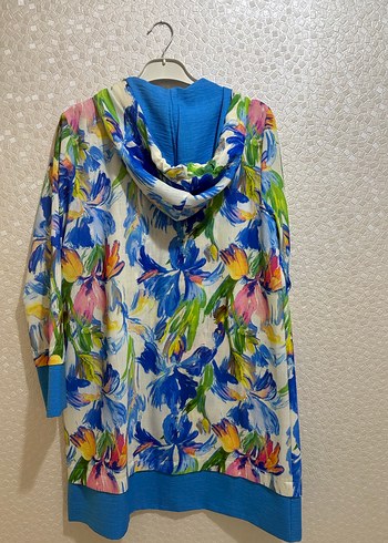 Renkli Bohem Kadın Kapüşonlu Mini Yağmurluk - Görsel 4