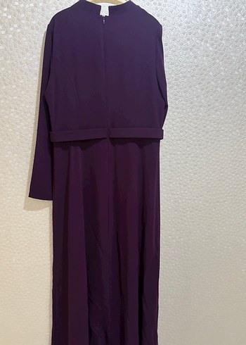 Mor Uzun Kollu Nakışlı Abiye Elbise - Görsel 4