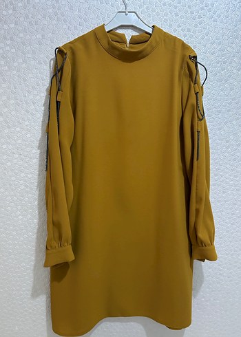 Zincir Detaylı Uzun Kollu Sarı Tunik - Görsel 2