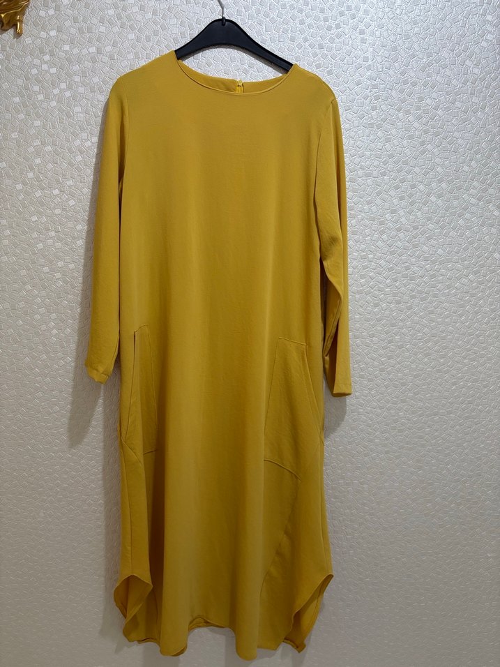 Uzun Kollu Sarı Salaş Tunik - Görsel 3