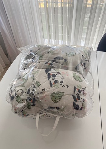 Baskılı Beyaz Bebek Uyku Yatağı ve Yastık - Görsel 5