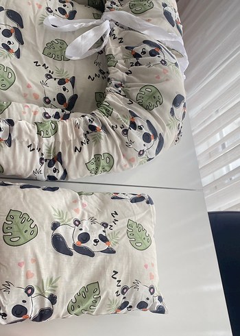 Baskılı Beyaz Bebek Uyku Yatağı ve Yastık - Görsel 4