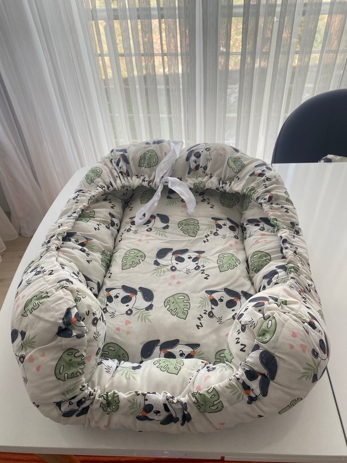 Baskılı Beyaz Bebek Uyku Yatağı ve Yastık - Görsel 3