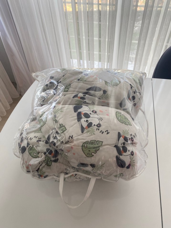 Baskılı Beyaz Bebek Uyku Yatağı ve Yastık - Görsel 5