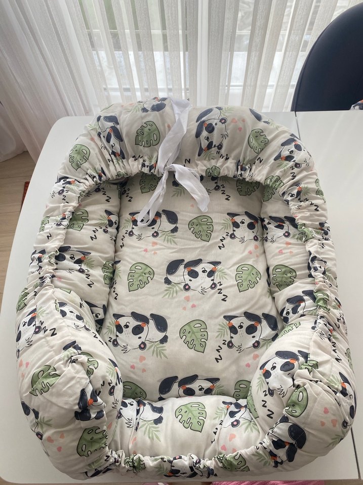 Baskılı Beyaz Bebek Uyku Yatağı ve Yastık - Görsel 2