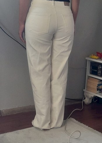 Beyaz Midi Boy Regular Fit Kot Pantolon
