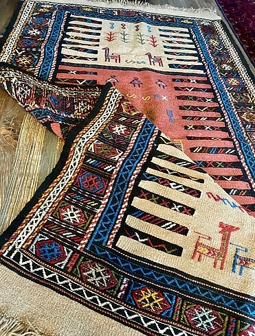 Diğer #İran Koçan saf yün kilim #Vintage