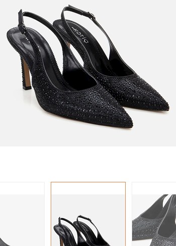 Hotiç Siyah Taşlı Stiletto Topuklu Kadın Ayakkabı