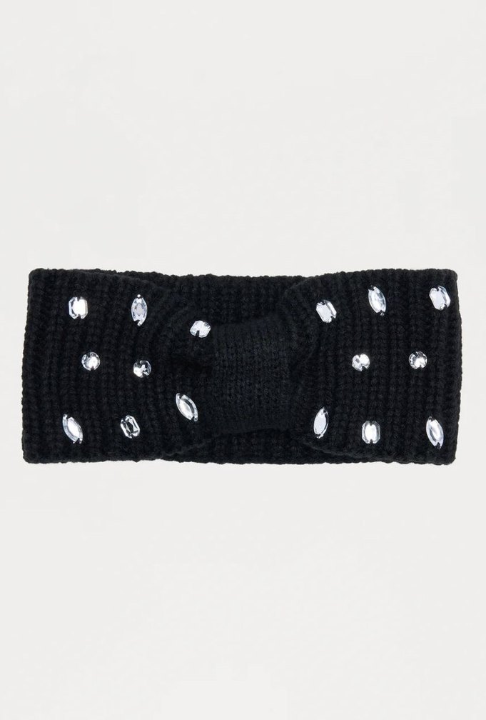 Taş Detaylı Siyah Örgü Saç Bandı - Görsel 2