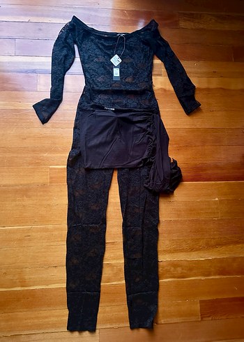 Siyah Dantel Uzun Kollu Straplez Romper - Görsel 4