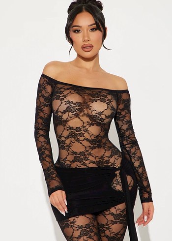 Siyah Dantel Uzun Kollu Straplez Romper - Görsel 2