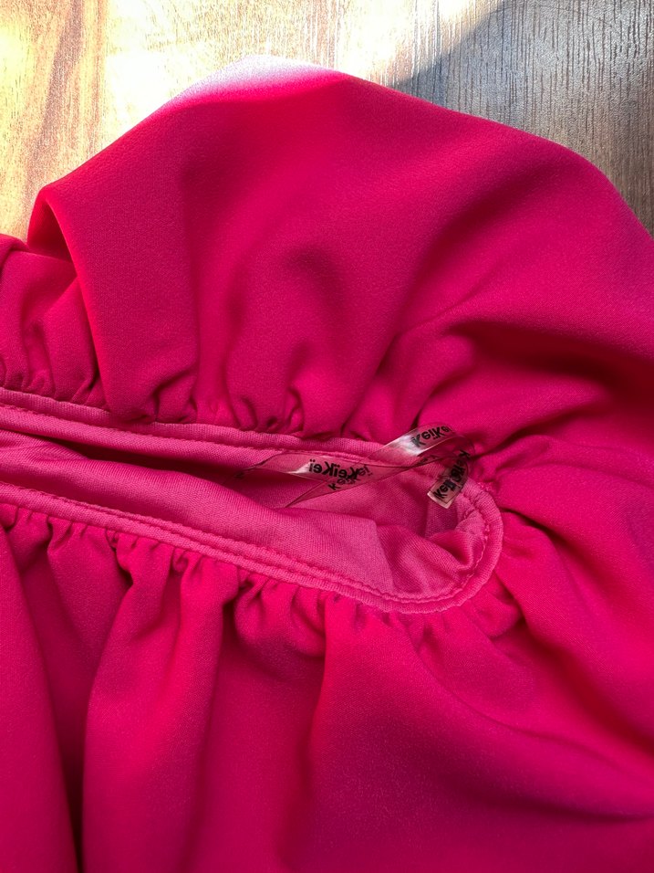 Pembe Fırfırlı Straplez Abiye - Görsel 3